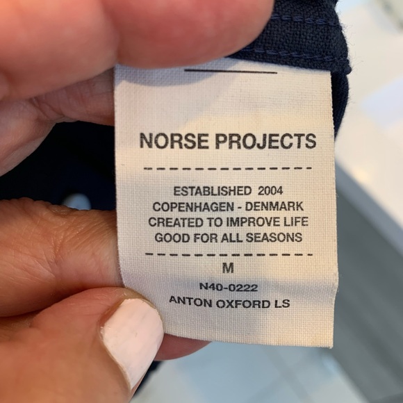 Norse Projects Navy Anton Oxford shirt. Size Medium - Picture 3 of 8
